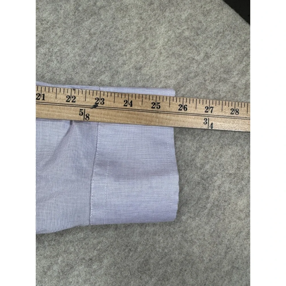 Banana Republic Slim Fit Dress Shirt Men 16-16.5 White Purple Micro Check Formal